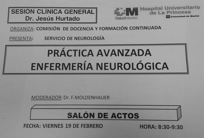 Sesión Clínica General del Hospital – Práctica Avanzada Enfermería Neurológica