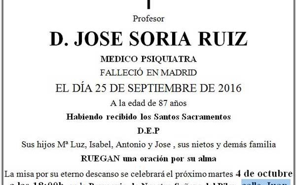 Misa Prof.Dr.D. José Soria Ruiz,  4 de Octubre