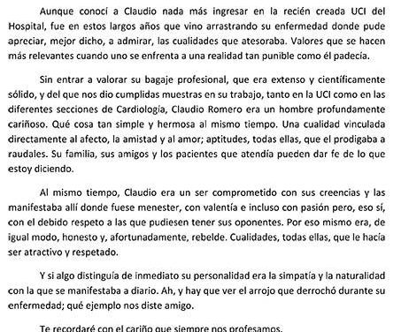 Nuestro compañero y gran amigo Claudio Romero falleció el pasado 15 de Noviembre