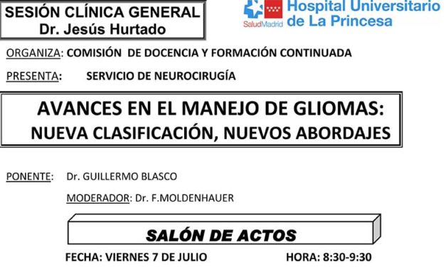 Sesión Clínica 7 de Julio – Avances en el manejo de gliomas: Nueva clasificación, nuevos abordajes