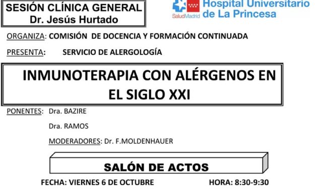 Sesión Clínica 6 de Octubre – Inmunoterapia con alérgenos en el S.XXI