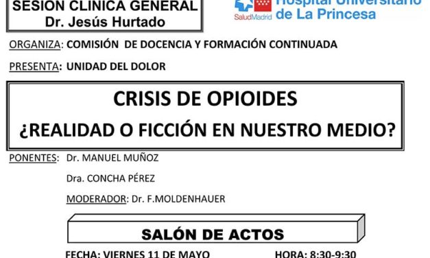Sesión Clínica 11 de Mayo – Crisis de opioides – ¿Realidad o ficción en nuestro medio?