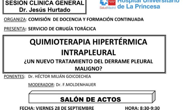 Sesión Clínica 28 de Septiembre – Quimioterapia Hipertérmica Intrapleural