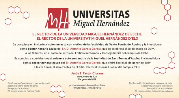 Investidura Doctor Honoris Causa – Profesor Antonio García García