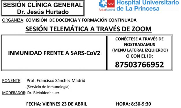 Sesión Clínica 23 de abril – Inmunidad frente a SARS-Cov2