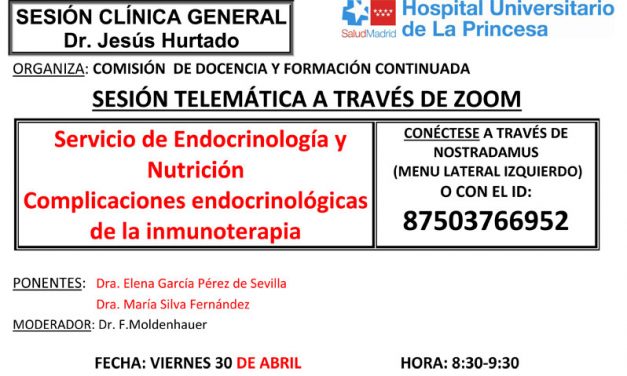 Sesión Clínica 30 de abril – Complicaciones endocrinológicas de la inmunoterapia