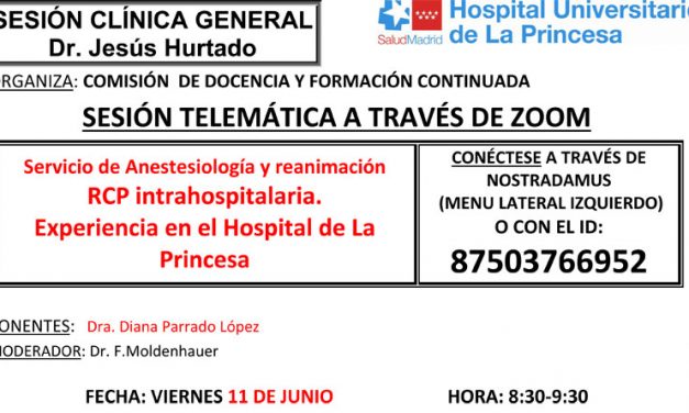 Sesión Clínica 11 de junio – Servicio de Anestesiología y reanimación RCP intrahospitalaria