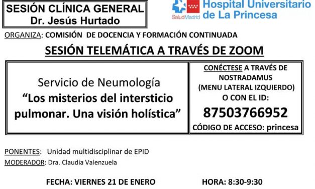 Sesión Clínica 21 de enero – Los misterios del intersticio pulmonar. Una visión holística