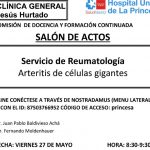 Sesión Clínica 27 de mayo – Arteritis de células gigantes