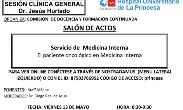 Sesión Clínica 13 de mayo – El paciente oncológico en Medicina Interna