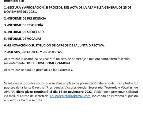 Convocatoria Asamblea General 2022