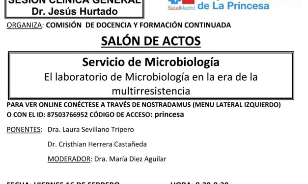 Sesión Clínica 16 de febrero – Servicio de microbiología – El laboratorio de Microbiología en la era de la  multirresistencia