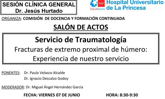 Sesión Clínica 7 de junio – Servicio de Traumatología – Fracturas de extremo proximal de húmero : Experiencia de nuestro servicio