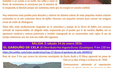 SUSPENDIDA LA SALIDA SENDERISTA DE 22 DE NOVIEMBRE 2025 “SIERRA DE AYLLÓN: PUEBLOS ROJOS Y NEGROS”