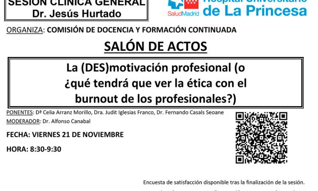 Sesión Clínica 21 de noviembre – La (DES)motivación profesional (o ¿qué tendrá que ver la ética con el burnout de los profesionales?