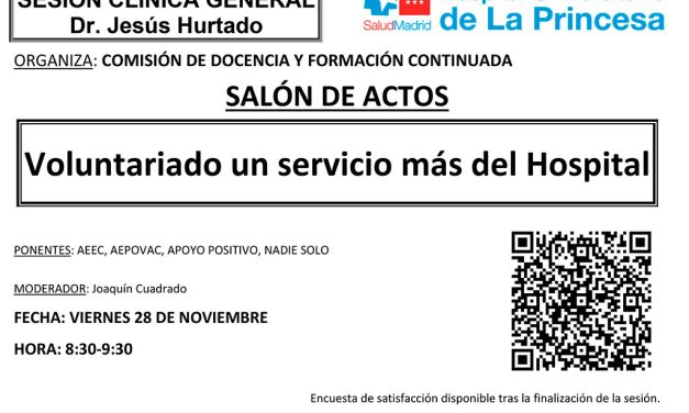 Sesión Clínica 28 de noviembre – Voluntariado un servicio más Hospital