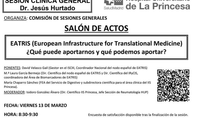 Sesión Clínica 13 de marzo – EATRIS (European Infrastructure for Translational Medicine) ¿Qué puede aportarnos y qué podemos aportar?